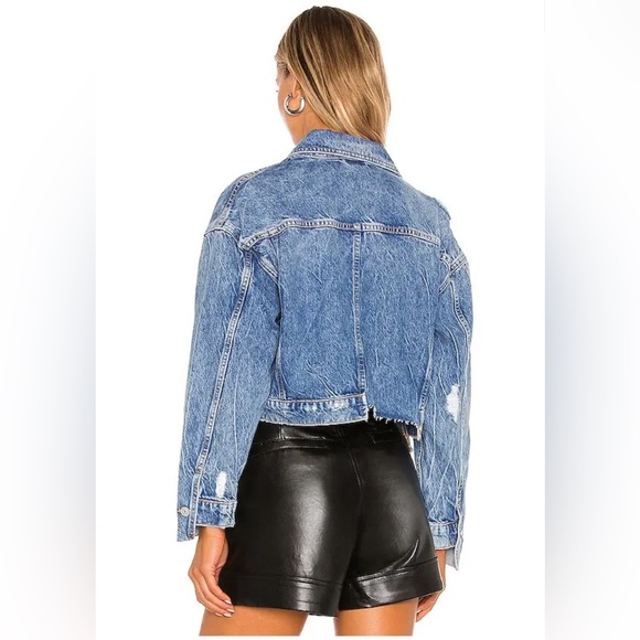 All Saints Beth Patch Cropped Distressed Denim Jacket - Picture 5 of 6